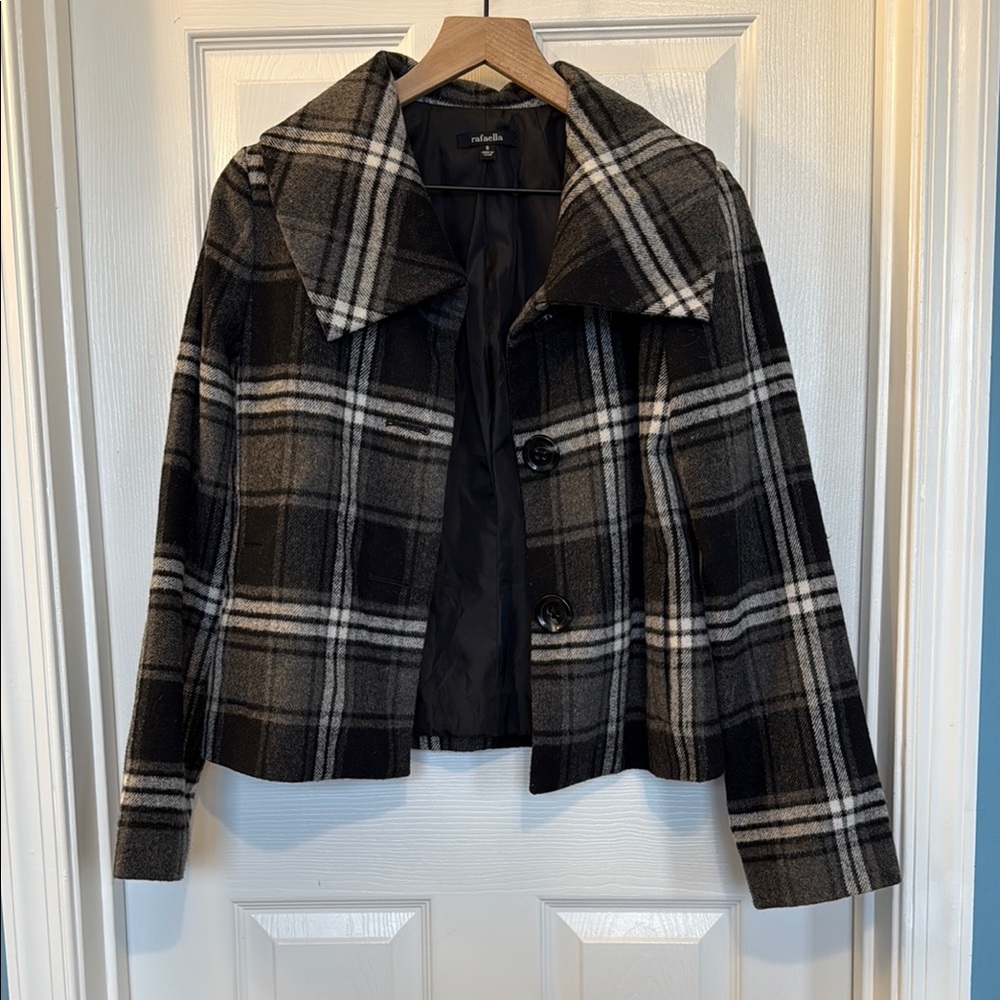 Black and Gray Plaid Women's Jacket